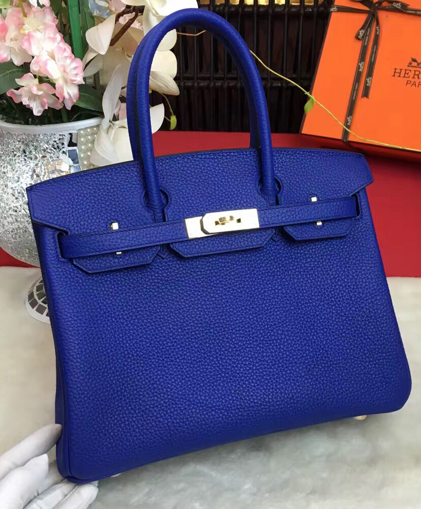 Hermes Birkin 35 Bag Togo Leather Blue