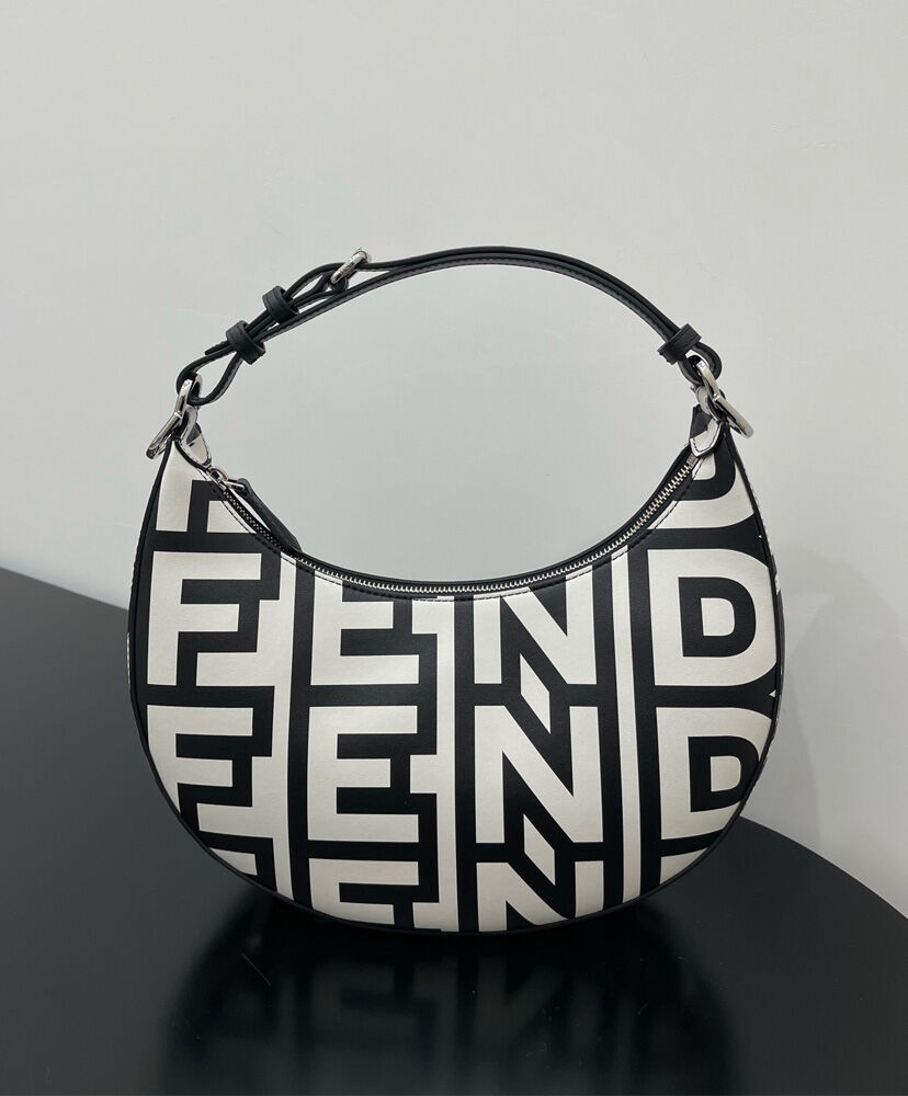 Fendi Fendigraphy Small Two-tone printed leather Fendi Roma Capsule Bag 8BR798 Black