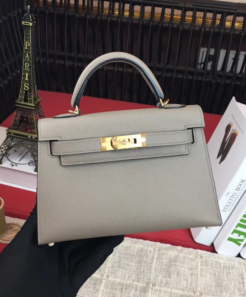 Hermes Kelly Bag 19 Epsom Leather Gray