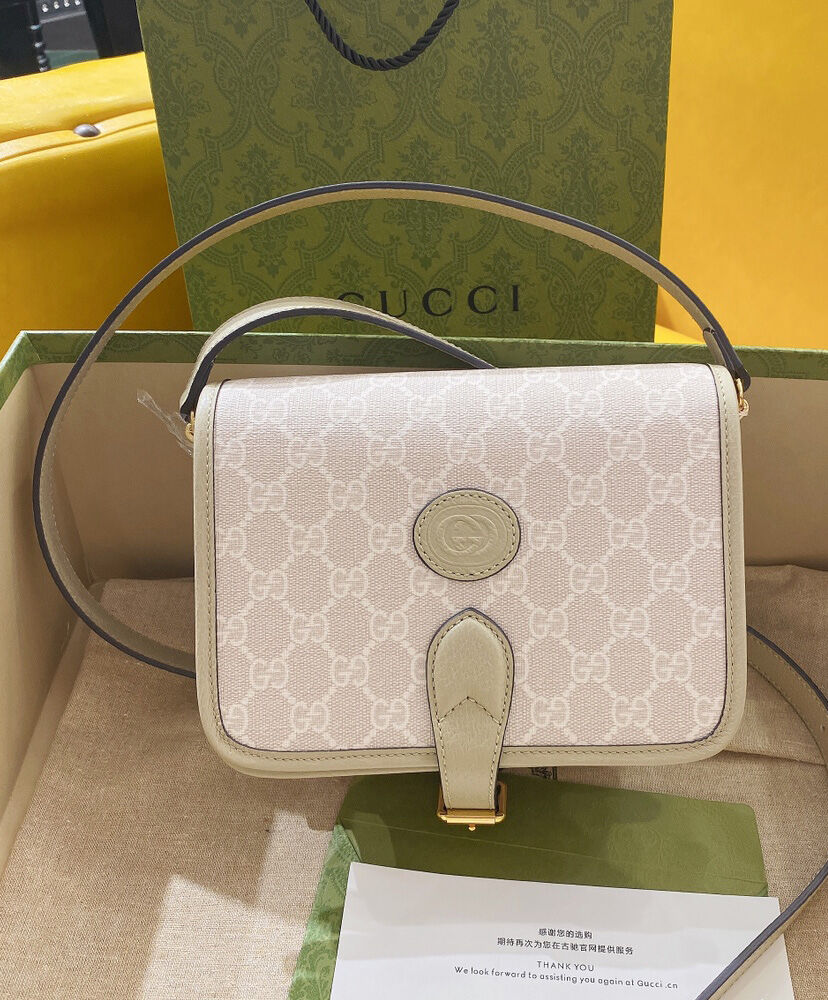 Gucci Mini Shoulder Bag With Interlocking G Cream