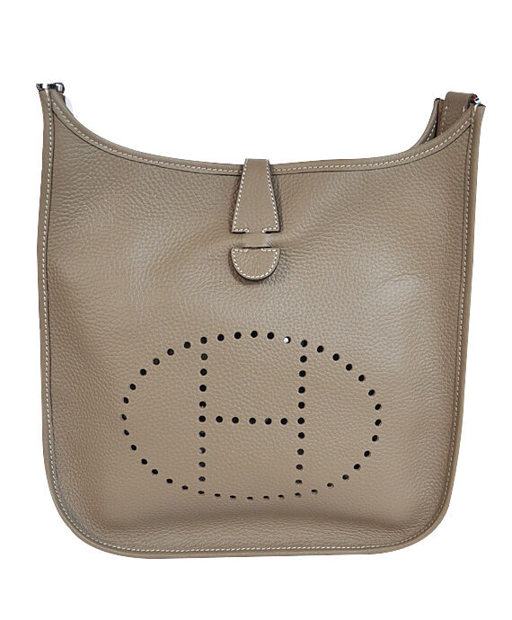 Hermes Tan Evelyne Shoulder Togo III PM Bag Gray