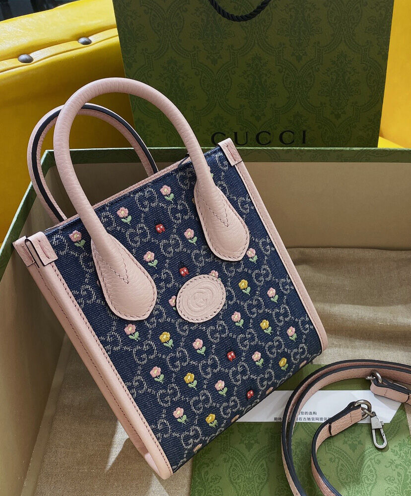 Gucci Mini Tote Bag With Interlocking G Blue