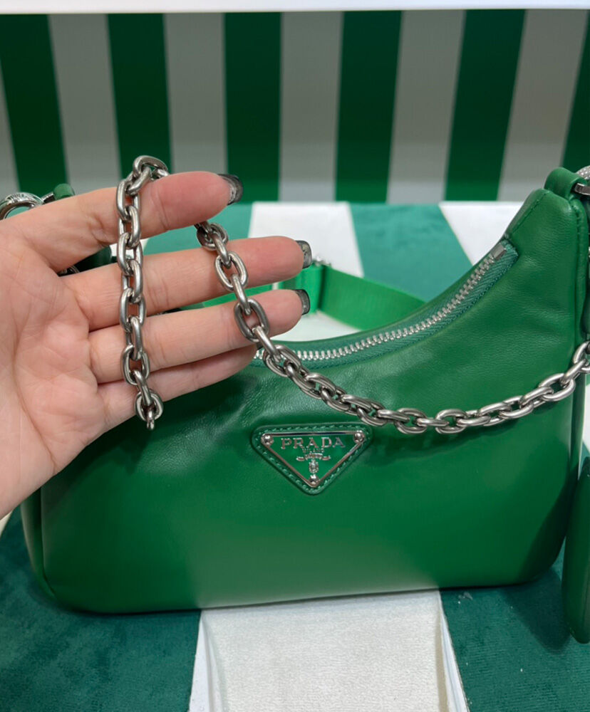 Prada Padded Nappa-leather Prada Re-Edition 2005 Shoulder Bag 1BH204 Green