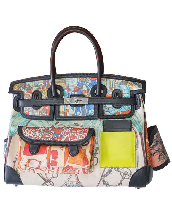 Hermes Birkin 35 Canvas   Swift Leather Cargo Graffiti Black