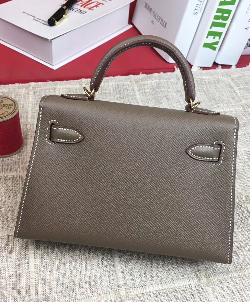 Hermes Kelly Bag 19 Epsom Leather Dark Gray