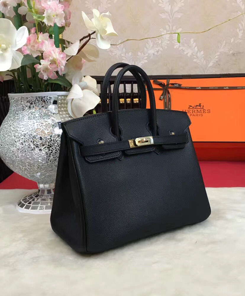 Hermes Birkin 25 Epsom Leather Paon Phw Black