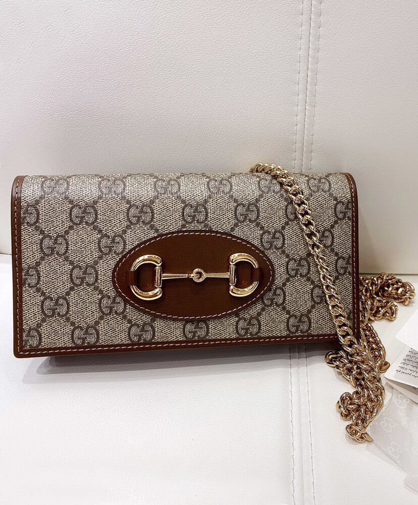 Gucci 1955 Horsebit Wallet With Chain 621892S Coffee