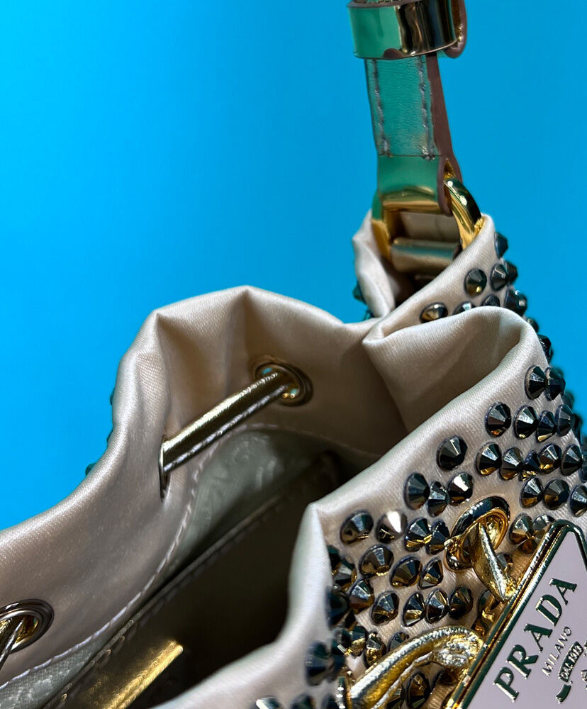 Prada Satin Mini-bag With Crystals 1BE067 Golden