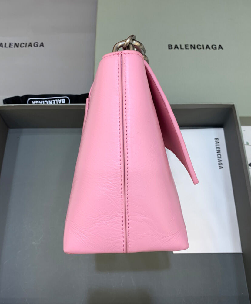 Balenciaga Downtown Small Shoulder Bag With Chain Pink