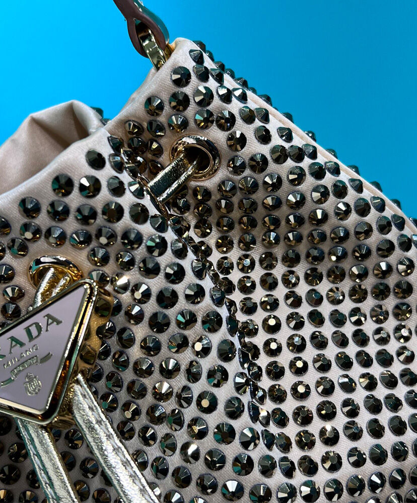 Prada Satin Mini-bag With Crystals 1BE067 Golden