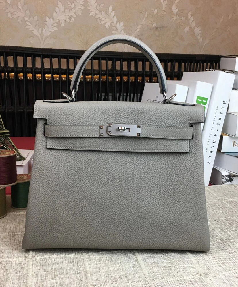 Hermes Kelly Bag 32 Togo Leather Light Gray