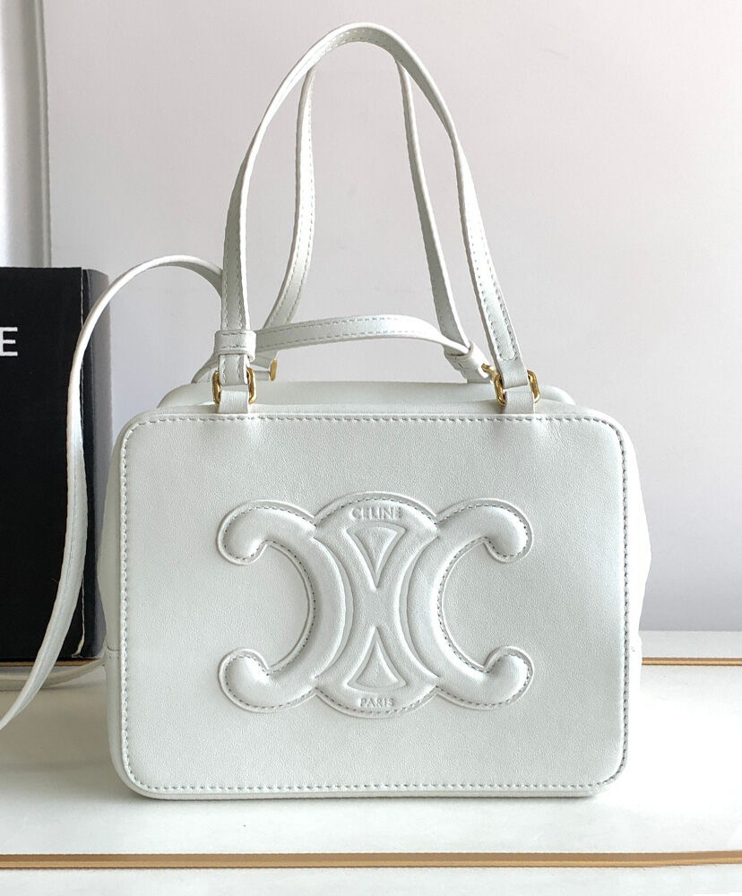 Celine Folded Cube Bag In Smooth Calfskin White