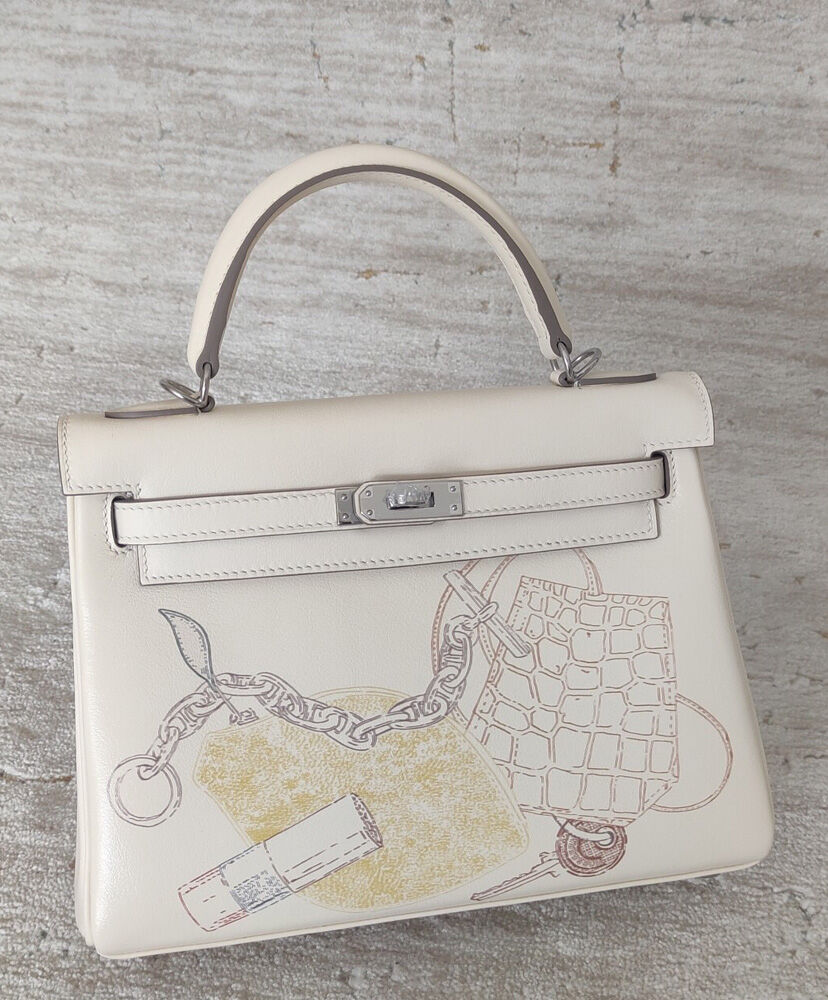 Hermes Kelly 25 Retourne In   Out handbag Cream
