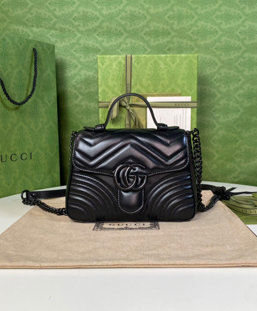 Gucci GG Marmont Mini Top Handle Bag Black