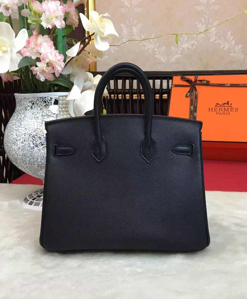 Hermes Birkin 25 Epsom Leather Paon Phw Black