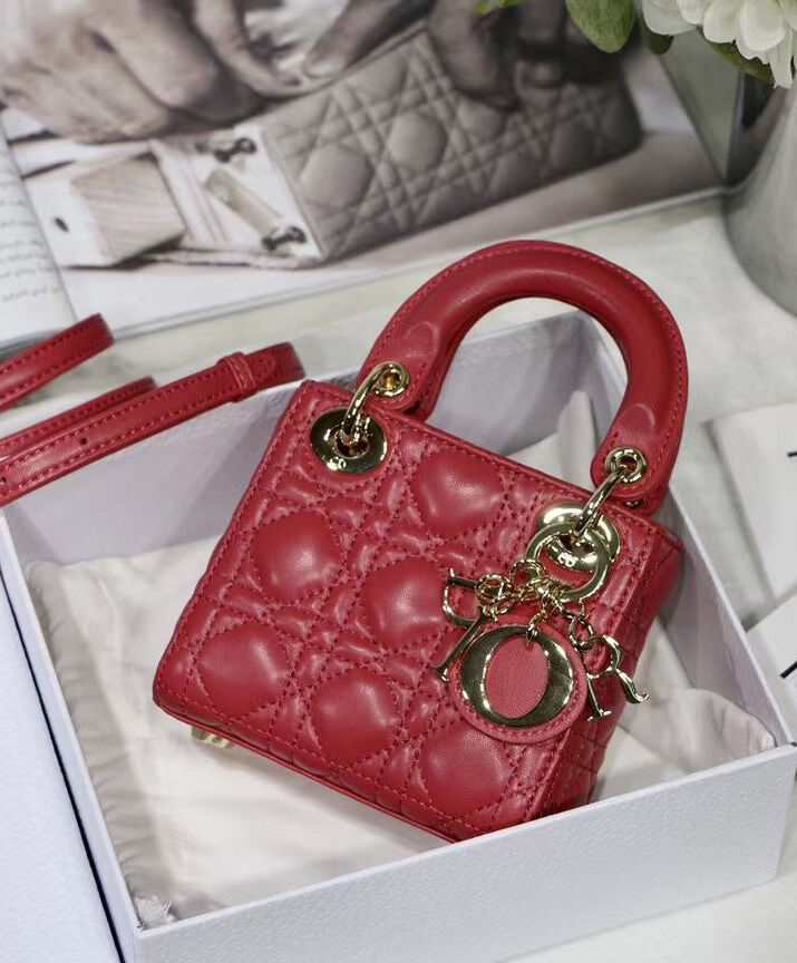 Christian Dior Micro Lady Dior Bag Red