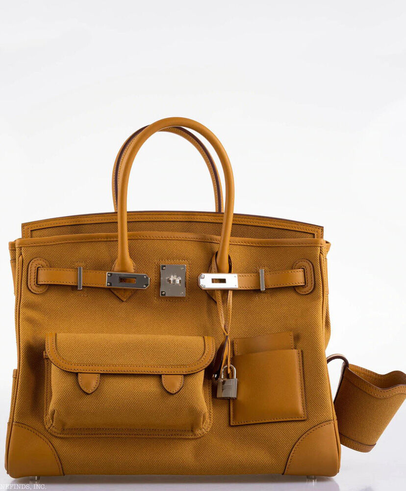 Hermes Birkin 35 Canvas   Swift Leather Cargo Light Coffee