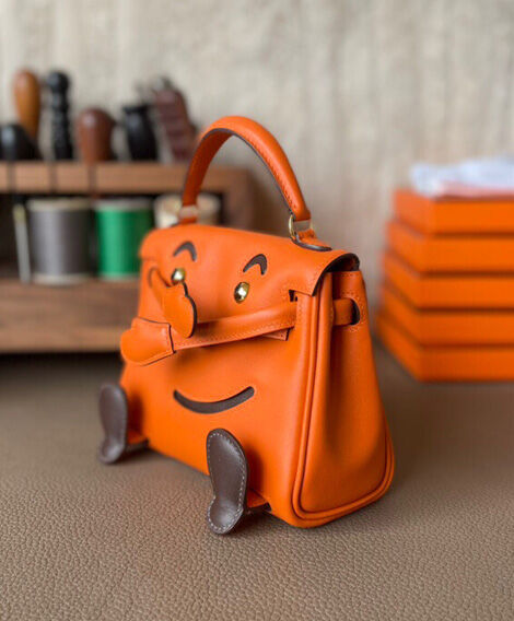 Hermes H Gulliver Leather Vintage Kelly Quelle Idole Doll Orange