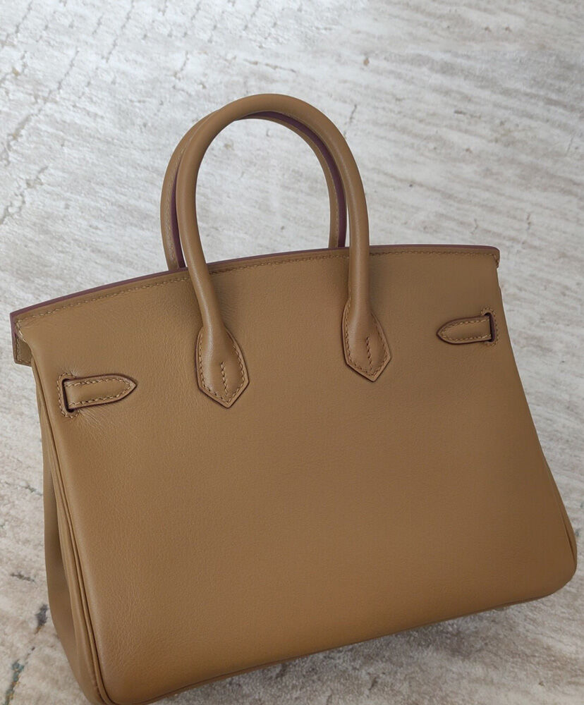 Hermes Birkin 25 In   Out Biscuit Swift Palladium Hardware Coffee