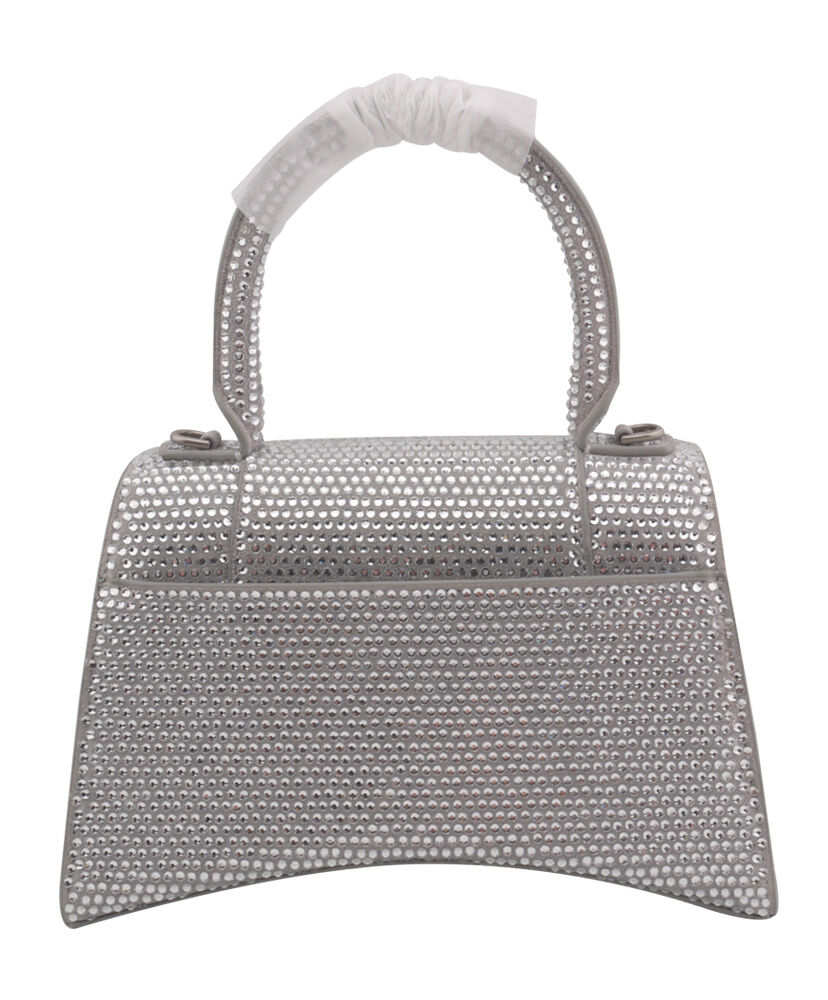 Balenciaga Hourglass Handbag With Rhinestones Gray
