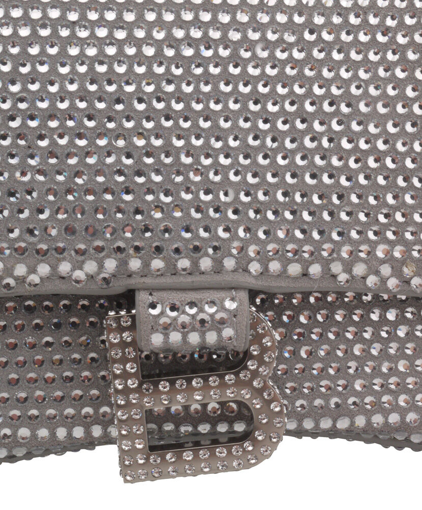 Balenciaga Hourglass Handbag With Rhinestones Gray