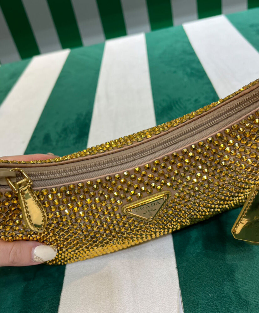 Prada Satin Mini-bag With Crystals 1BC515 Golden