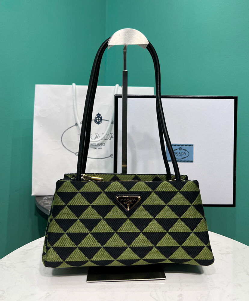 Prada Small Embroidered Fabric Prada Symbole Bag Green