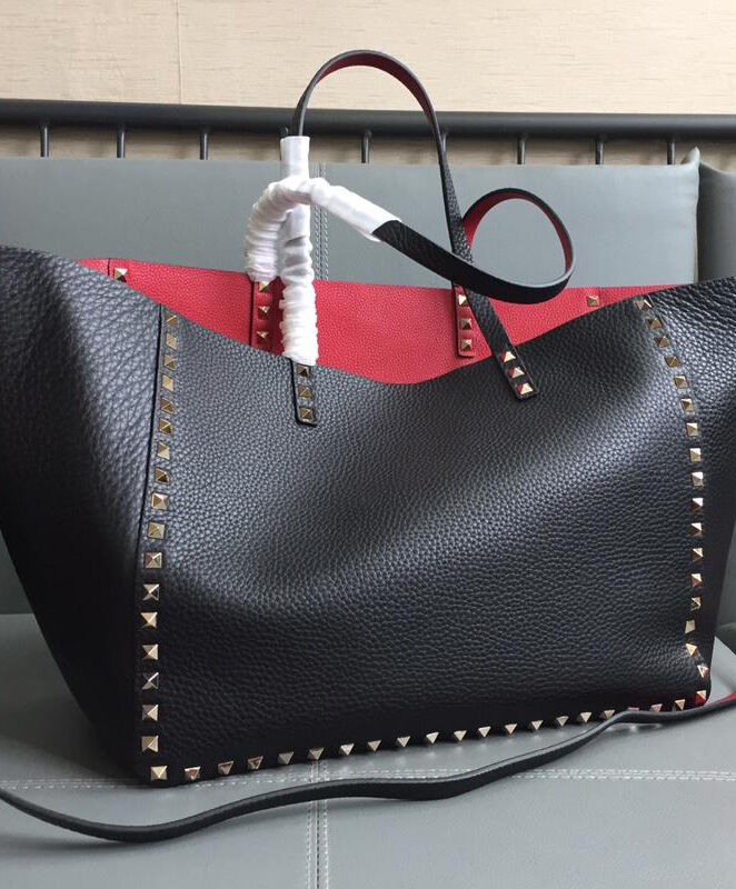 Valentino Garavani Rockstud Reversible Double-Sided Tote Bag Black