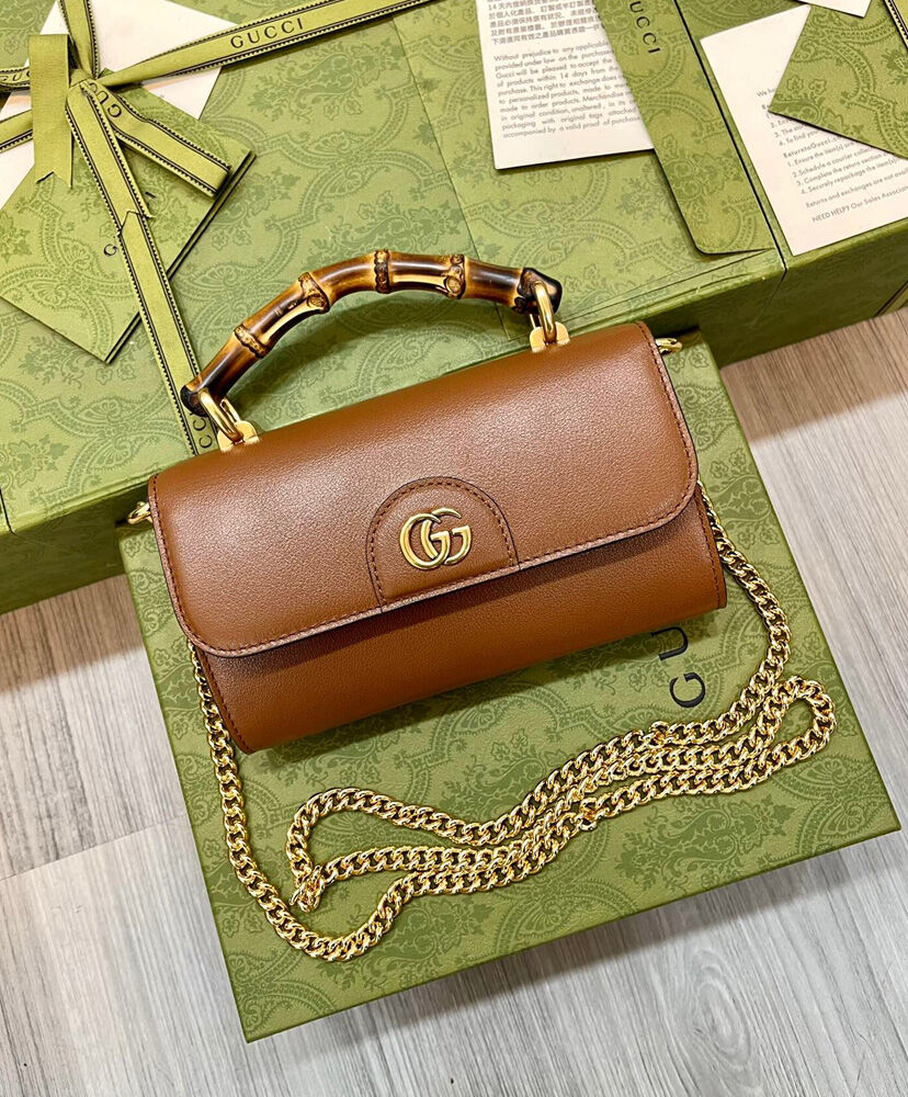 Gucci Diana Mini Shoulder Bag 675795 Dark Coffee