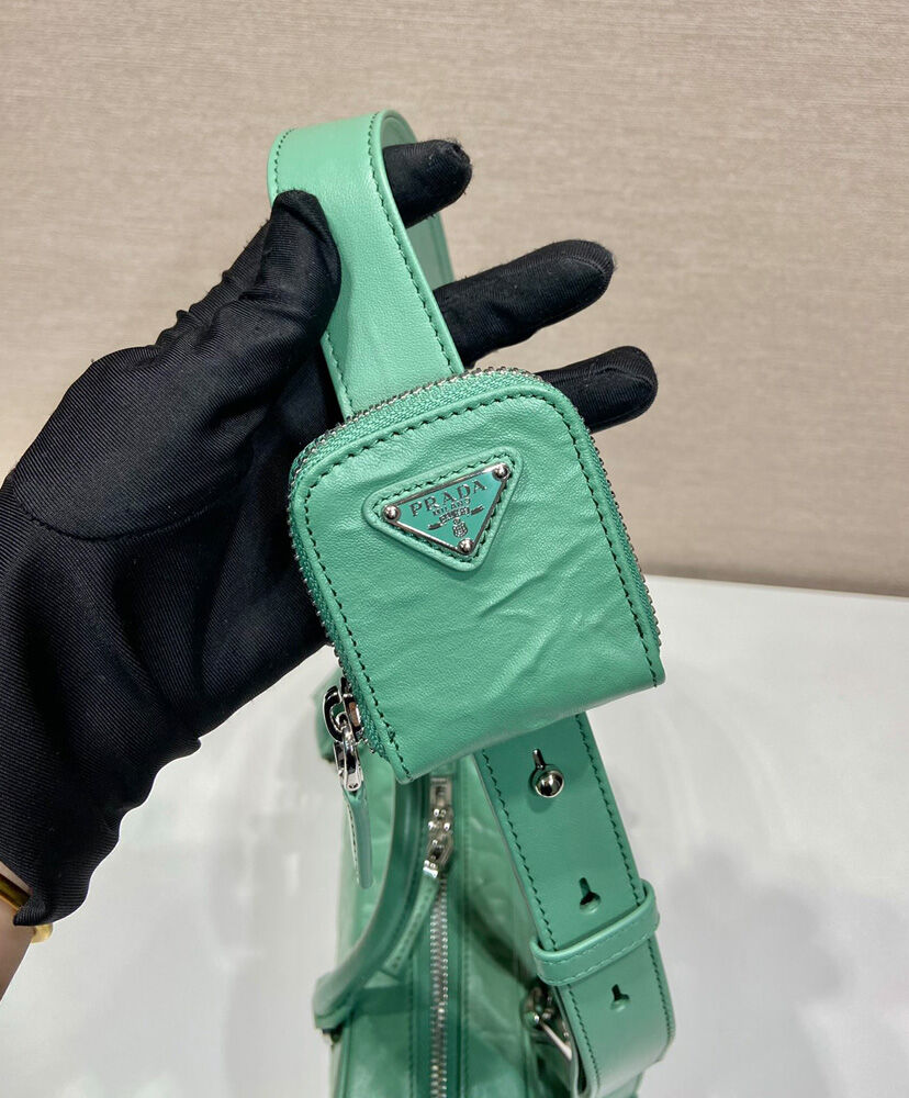 Prada Antique Nappa Leather Multi-pocket Top-handle Bag 1BB099 Green