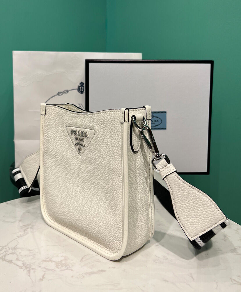 Prada Leather Mini Shoulder Bag Cream