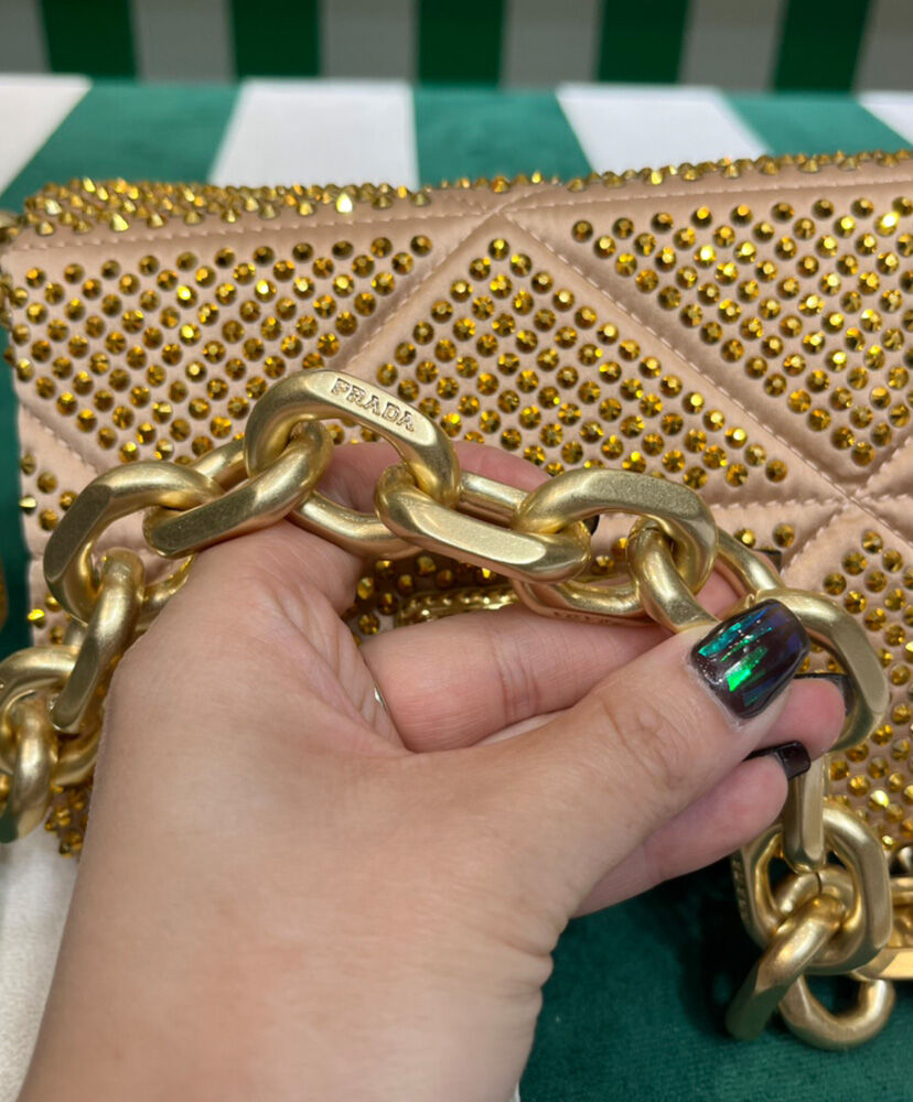 Prada Satin Mini-bag With Crystals 1BD329 Golden
