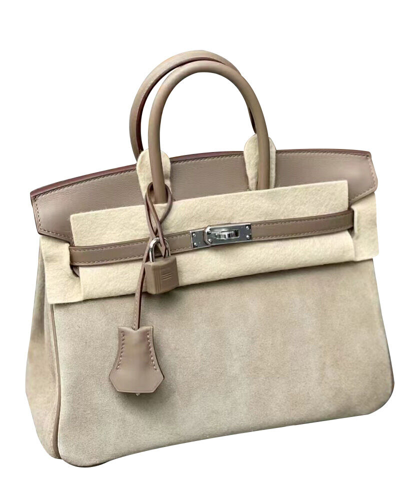 Hermes Birkin 25 Gris Caillou   Etoupe Grizzly and Swift Palladium Hardware Gray