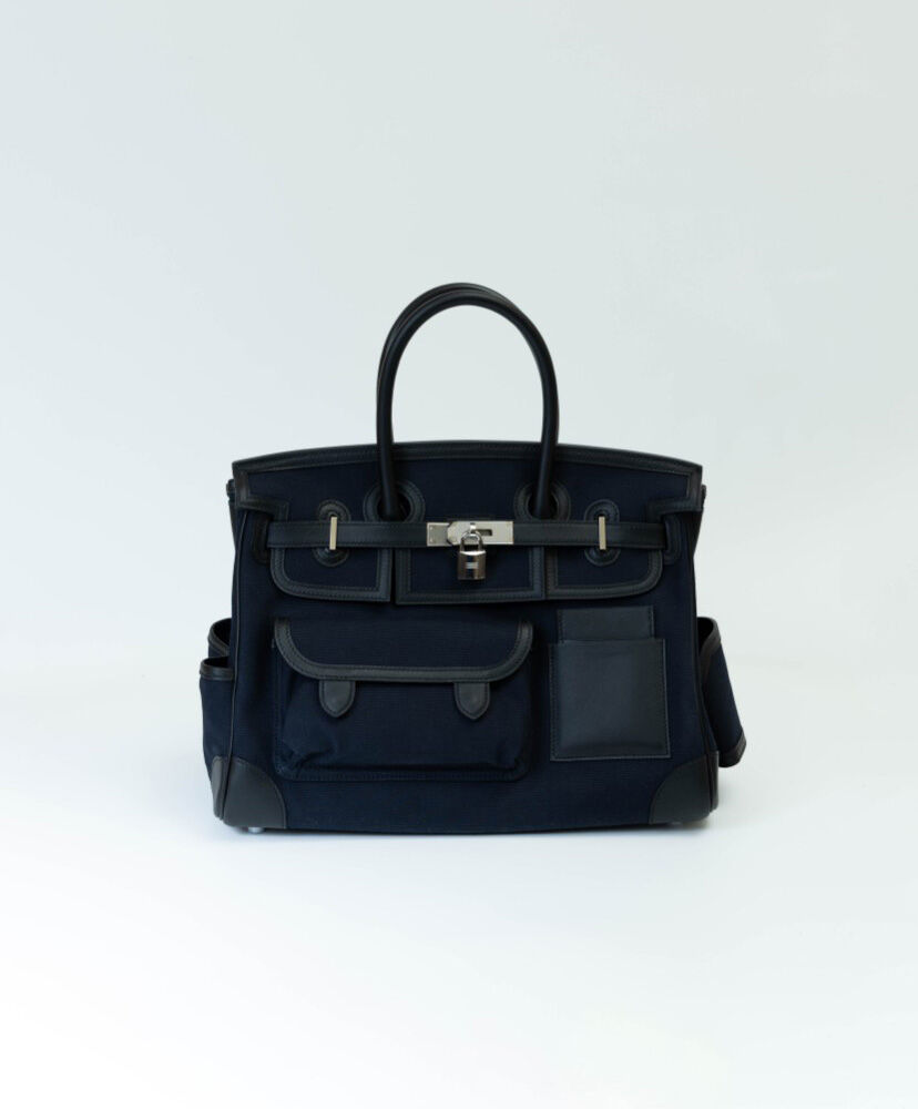 Hermes Birkin 35 Canvas   Swift Leather Cargo Dark blue