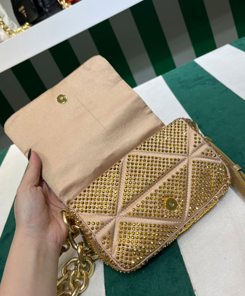 Prada Satin Mini-bag With Crystals 1BD329 Golden