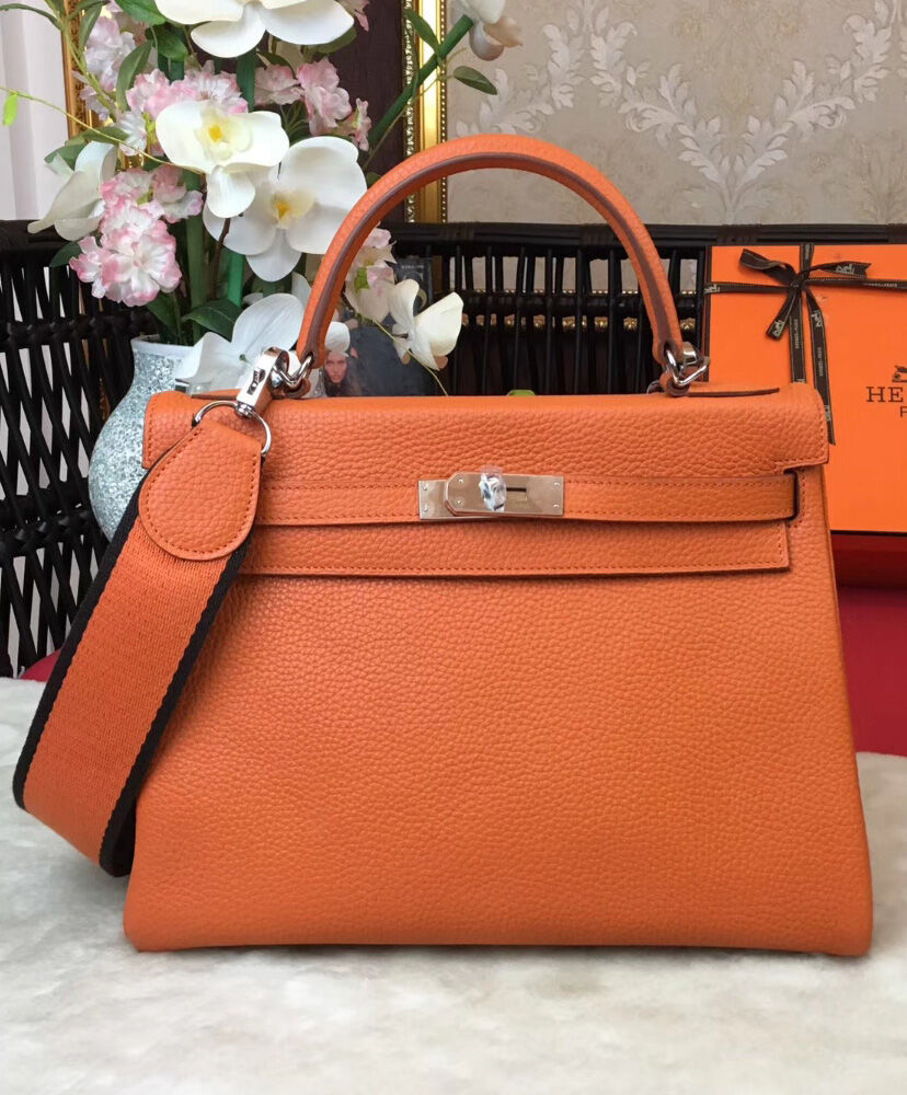 Hermes Kelly Bag 28 Togo Leather Orange