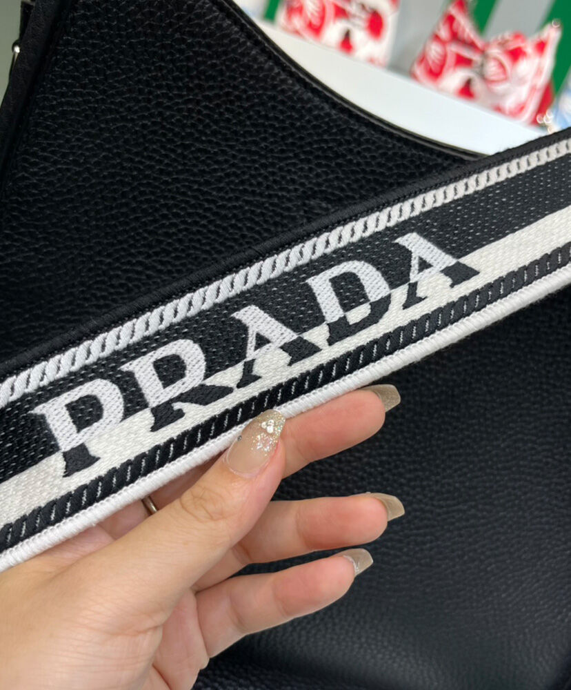 Prada Leather Hobo Bag 1BC073 Black