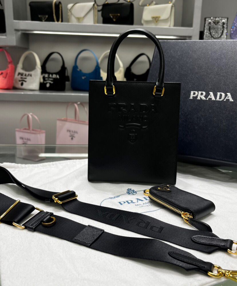Prada Small Saffiano Leather Handbag Black