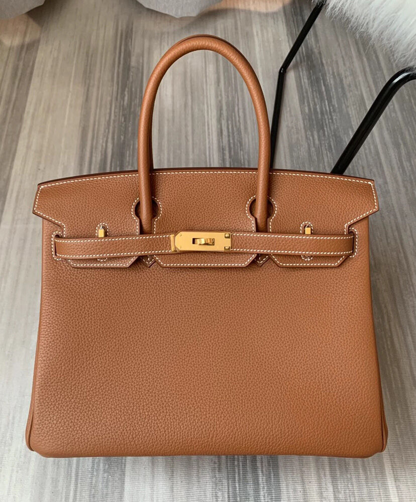 Hermes Birkin 30 Bag Togo Leather Light Coffee