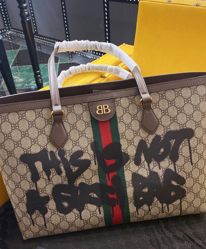 Balenciaga Hacker Graffiti Medium Tote Bag In Coated Canvas Dark Coffee