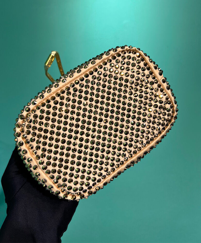 Prada Satin Mini-bag With Crystals 1BE067 Golden