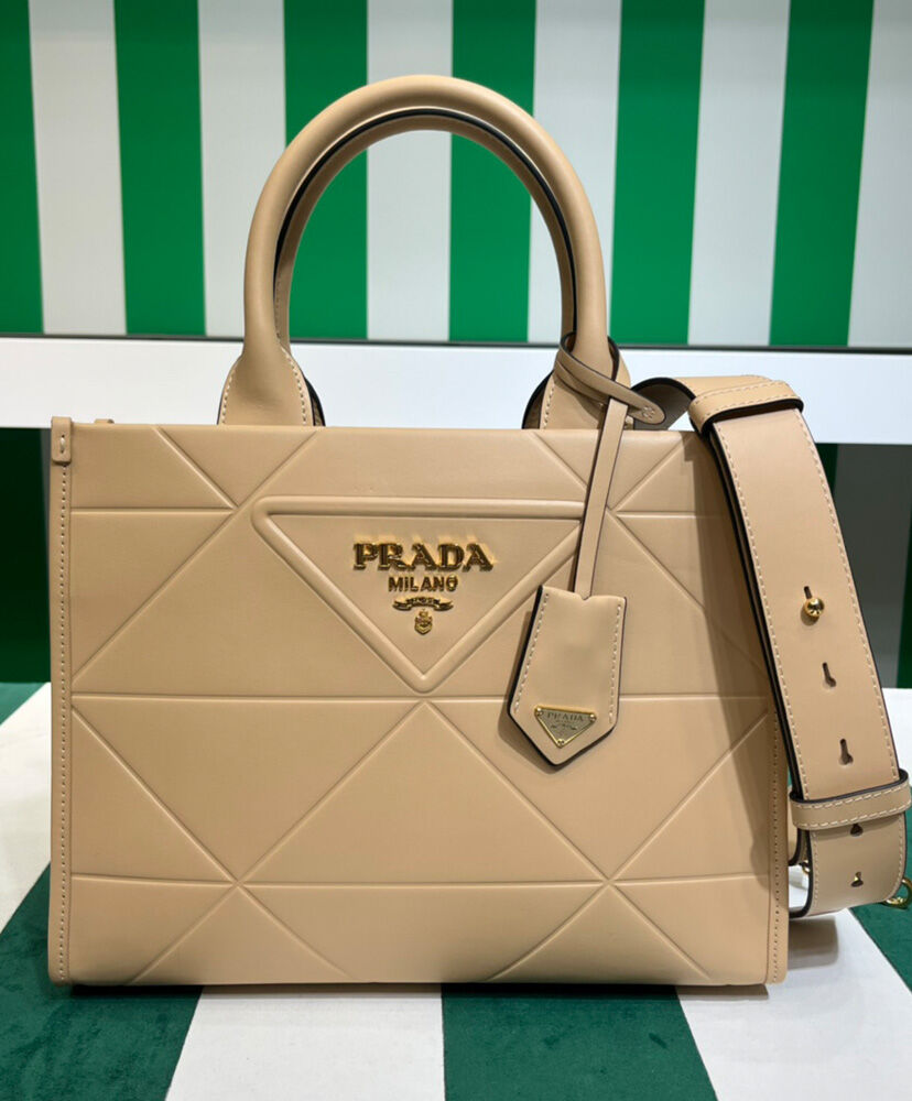 Prada Small leather Prada Symbole Bag With Topstitching 1BA379 Apricot
