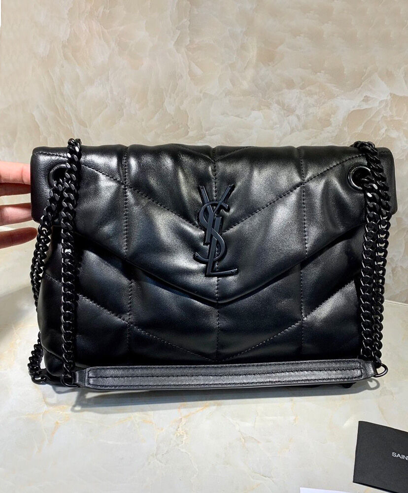 Saint Laurent Loulou Puffer Small Bag In Quilted Lambskin Black