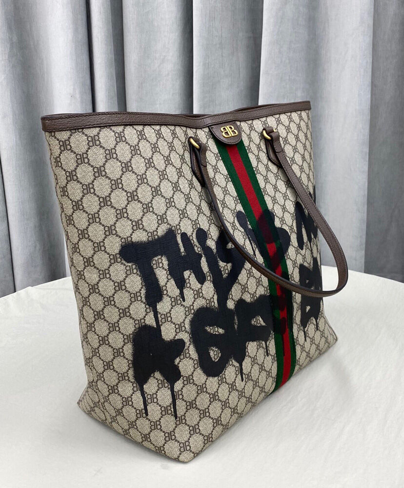 Balenciaga Hacker Graffiti Large Tote Bag Dark Coffee