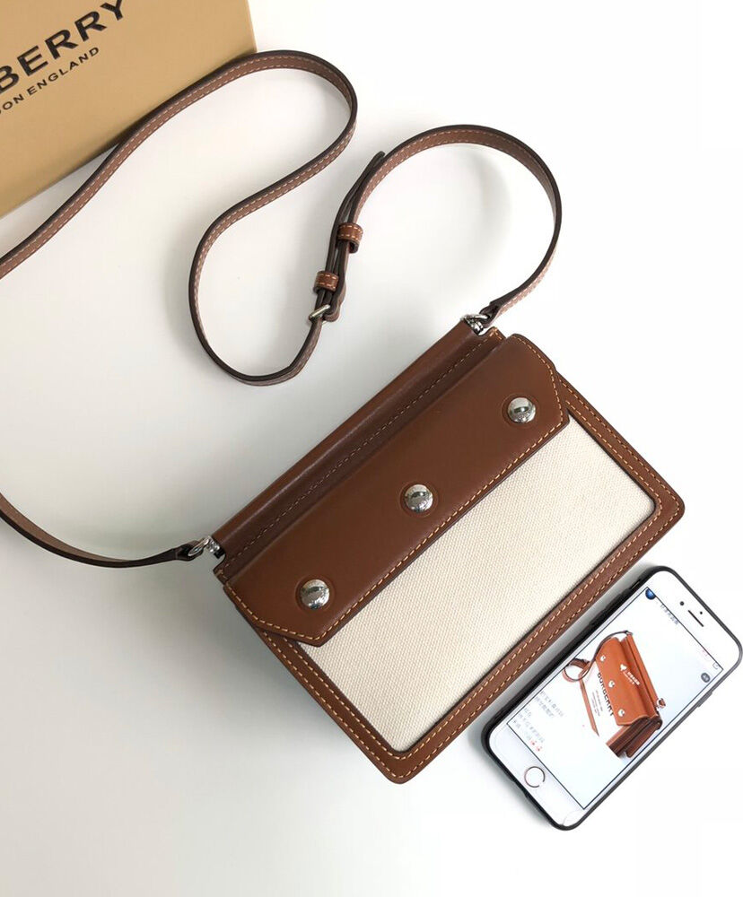 Burberry Mini Horseferry Print Title Bag with Pocket Detail Coffee