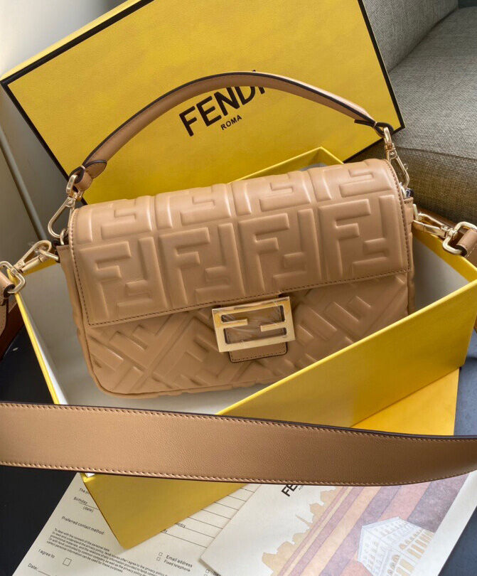 Fendi Baguette Leather Bag 8BR600 Apricot