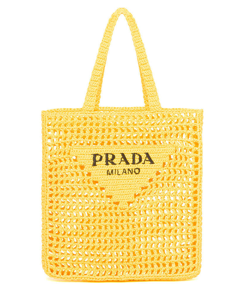 Prada Raffia Tote Bag 1BG393 Yellow