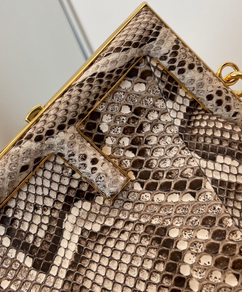 Fendi First Small Natural python Leather Bag 8BP129 Gray