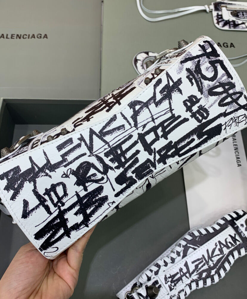 Balenciaga Neo Cagole XS Handbag Graffiti White