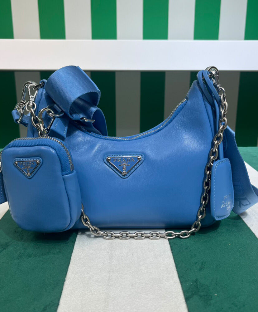 Prada Padded Nappa-leather Prada Re-Edition 2005 Shoulder Bag 1BH204 Blue